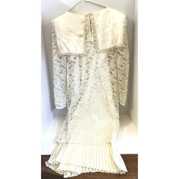 Scott McClintock Ivory Lace Satin Victorian Prairie Wedding Dress Sz S Vintage - Picture 7 of 15